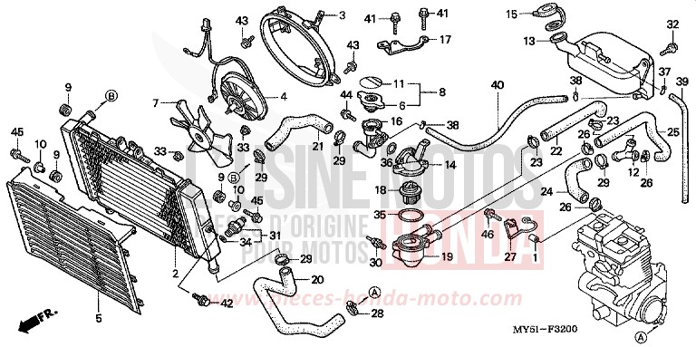 KUEHLER von CB1300 Super Bold'or ABS RICH RED METALLIC (R255) von 2002
